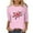 Pink, variant on WREESH Womens Great Britain Uk Flag T-Shirts Fashion Printed T-Shirt 3/4 Length Sleeve Blouse Patriotic Basic Graphic Tees Crewneck Casual Tops Pink