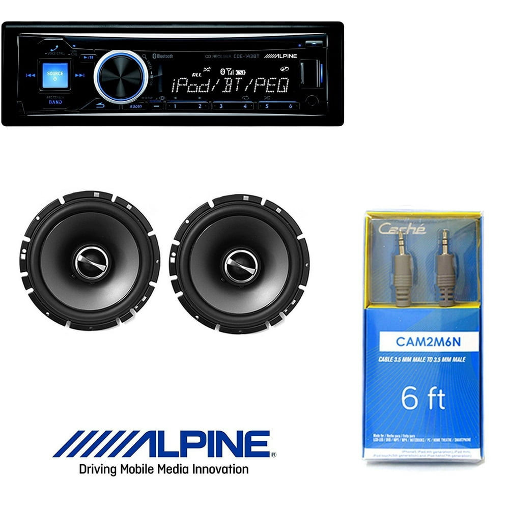 Alpine CDE143BT Advanced Bluetooth CD Receiver W/ Alpine SPS610 6.5