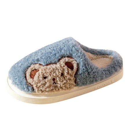 

Luiyenes Men Slippers Autumn And Winter Indoor Fashion And Comfortable Cartoon Bear Flat Bottom Non Slip Warm