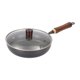 thumbnail image 1 of Sartén wok de hierro con mango de madera sin revestimiento para cocinas de gas, inducción eléctrica, agarre cómodo, sartén antiadherente para saltear Diámetro 28cm, 1 of 8