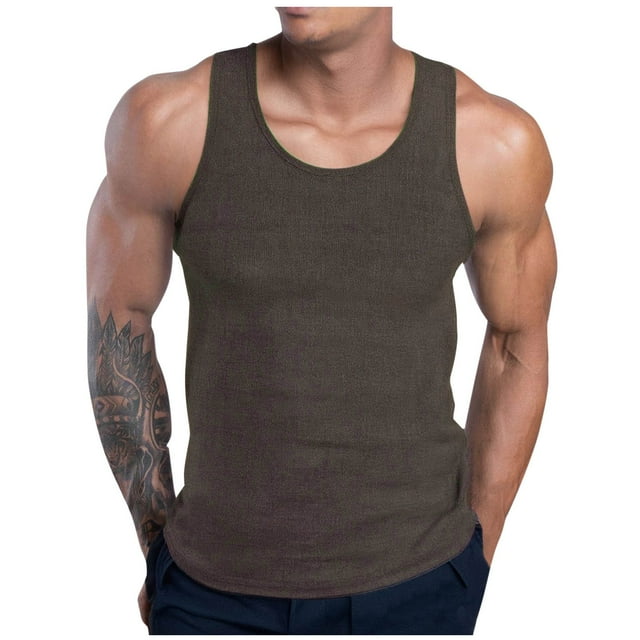 Camisetas de Entrenamiento, Deportes Casuales de Color Sólido Suelto Más Tamaño en Forma de Cuello Redondo para Hombres