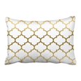 thumbnail image 1 of RYLABLUE Decorative Gold And White Quatrefoil Geometric Pattern Pillow Cover For Living Room, Sofa, Etc Size 20x30 inches Two Side, 1 of 1