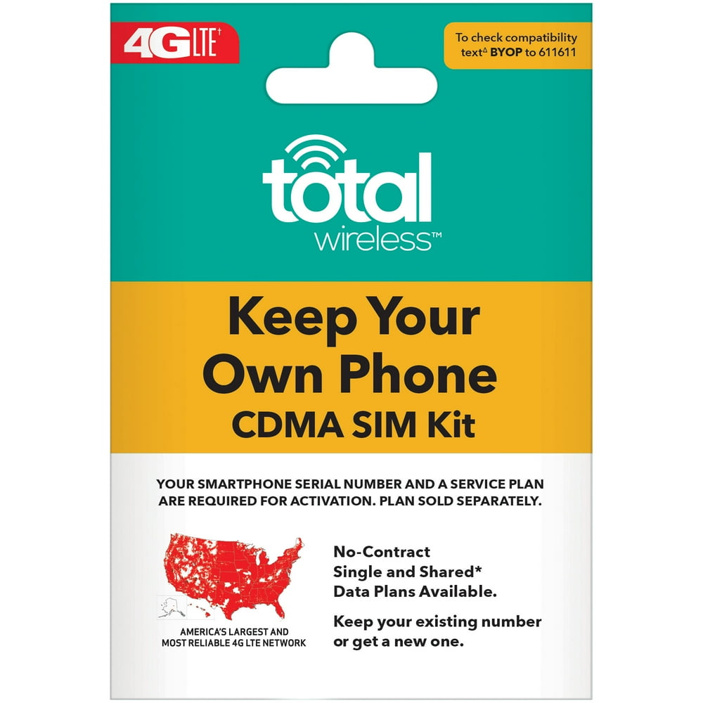 Total Wireless Bring Your Own Phone SIM Kit Verizon CDMA Compatible
