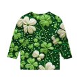 thumbnail image 4 of LIaqionyy Kids Green Shamrock T-Shirts Casual 3/4 Sleeve Crewneck Pullover Tops 2025 Trendy Loose Tees, 4 of 5