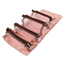 MERRYHAPY 1Pc 4 in 1 Pink Roll Up Makeup Bag Portable Cosmetic Storage and Travel Organizer
