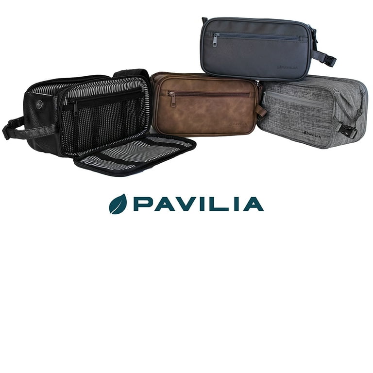 PAVILIA Toiletry Bag for Men, Travel Essentials Shaving Dopp Kit, Mens  Travel Bag Toiletries Organizer Case for Grooming, PU Leather Water  Resistant