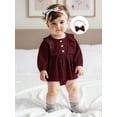 thumbnail image 4 of Miaouyo Infant Baby Girls 2Pcs Fall Romper 0 3 6 12 18 24 Months Long Sleeve Button Front Skirt Romper with Headband, 4 of 9