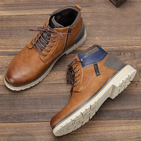 

Men‘s Fashion Warm Fleece Comfortable Lightweight Lace-up Casual Boots Winter
