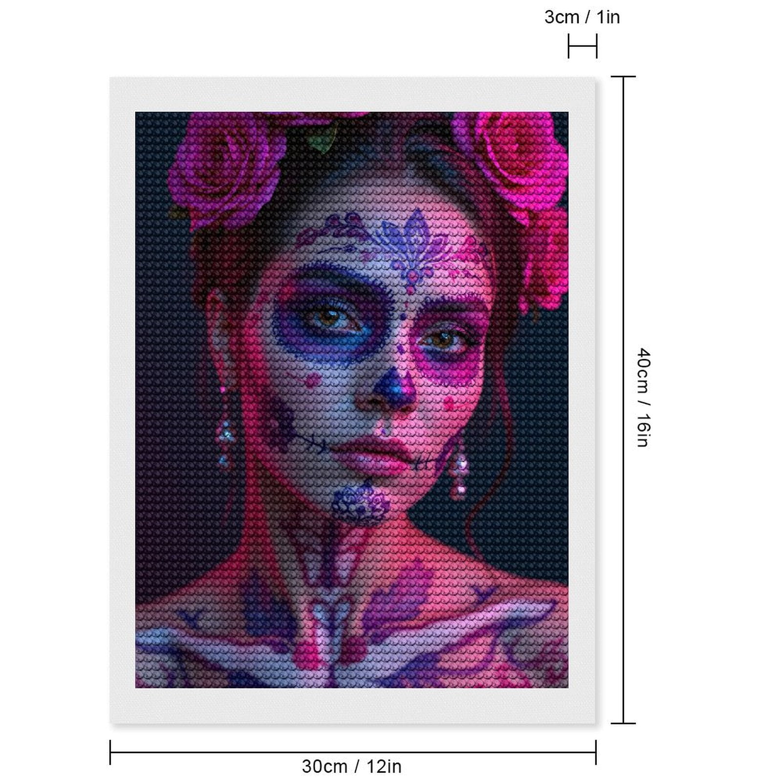 Diamond Art Kits for Adults, Day Of The Dead Face Paint Roses 5D Diamond Painting Kits for Adults Beginners, DIY Full Drill Diamond Painting, Gem Art and Crafts 12x16