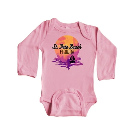 

Inktastic St. Pete Beach Florida Sunset Gift Baby Girl Long Sleeve Bodysuit