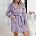 thumbnail image 4 of Lixiuxyad Women Long Gown Coral Bathrobe Solid Long Sleeve Thickened Knee Length Home Wear Womens Lounge Sets M, 4 of 4