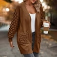 thumbnail image 5 of ShomPort Womens Crochet Cardigan Sweater Boho Solid Color Oversized Fall Winter Open Front Outwear, 5 of 5