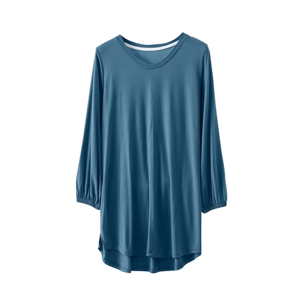 yillto Plus Size Women's Tunic 3/4 Sleeve Clothes Top V Neck Pleated Blouse Flowy Long Shirts XL-5XL