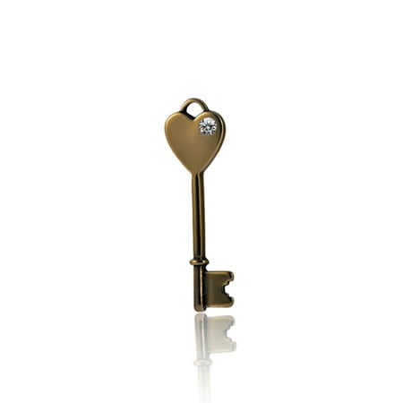 - Heart Key Antique Gold-Finished Pendant With Clear Preciosa Czech Crystal 46x13mm pack Of 4pcs