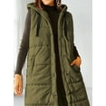 thumbnail image 4 of Women's Hooded Quilted Puffer Vest - Long Sleeveless Winter Jacket with Button Front & Pockets, 4 of 7