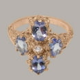 thumbnail image 5 of LBG British Made 18k Rose Gold Natural Diamond & Tanzanite Womens Anniversary Ring - 33 size options - Size 8.5, 5 of 6