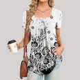 thumbnail image 4 of Blouses à Manches Courtes pour Femmes Mode Imprimée Décontractée Col en V T-Shirt Ample Blouse Hauts à Manches Courtes pour Femmes, 4 of 5