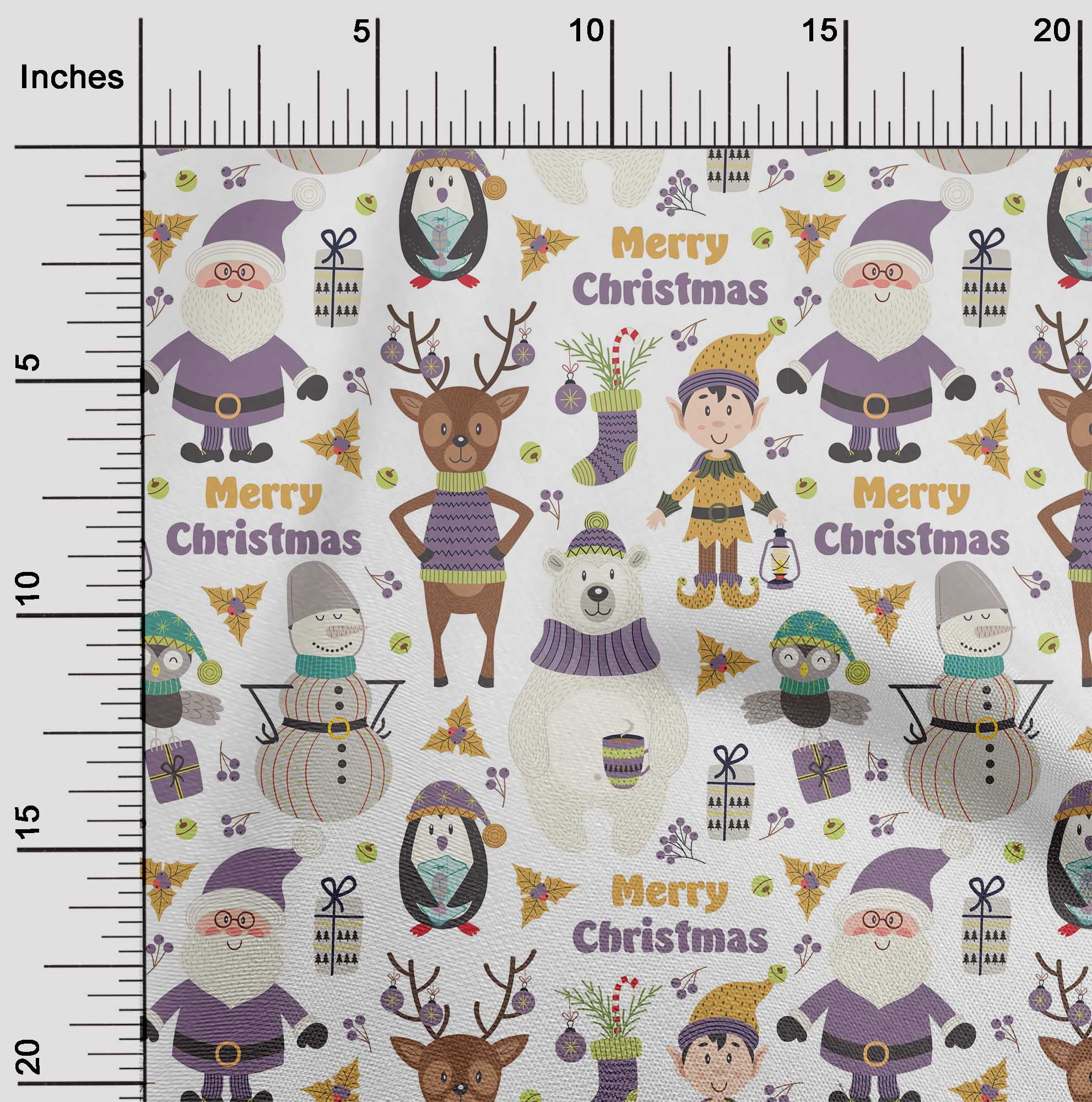 oneOone Viscose Chiffon Dusty Violet Fabric Snowman|Gift Box & Santa Christmas Sewing Fabric By The Yard Printed Diy Clothing Sewing Supplies 42 Inch Wide