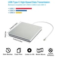 thumbnail image 3 of VikTck USB-C Superdrive Lector externo de DVD/CD y grabadora de DVD/CD para Apple-MacBook Air/Pro/iMac/Mini/MacBook Pro/ASUS/ASUS/DELL Latitude con puerto USB-C Plug and Play (Plata), 3 of 5