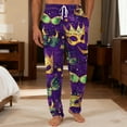 thumbnail image 6 of Fgvctg Mens Pajama Pants Mardi Gras Lightweight Carnival Party Wide Leg Sleepwear Pajamas Pants Multicolored Mask Print High Waisted Pjs Spring Drawstring Lounge Pants with Pockets Purple Pink M, 6 of 6