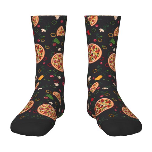 Honeii Pizzas Mushrooms Print Children's Colorful Socks,Unisex Kids and Toddlers' Cushioned Sock,Kids Athletic Crew Socks,for Everyday Wear and Sports