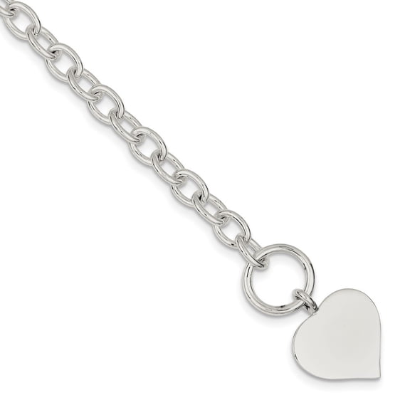 Sterling Silver Heart Bracelet - 15.8 Grams - 7.5 Inch - Toggle - Measures 19mm Wide