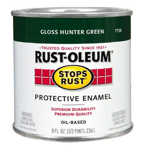Rustoleum Stops Rust 7738 730 1/2 Pint Hunter Green Protective Enamel Oil Base Paint