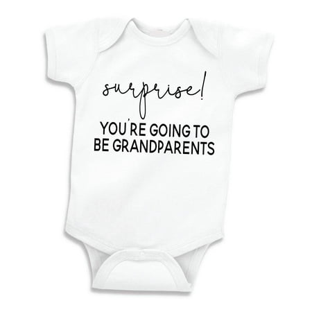 

Bump and Beyond Designs Surprise Pregnancy Announcement Grandparents Newborn Bodysuit (0-3 Months White)