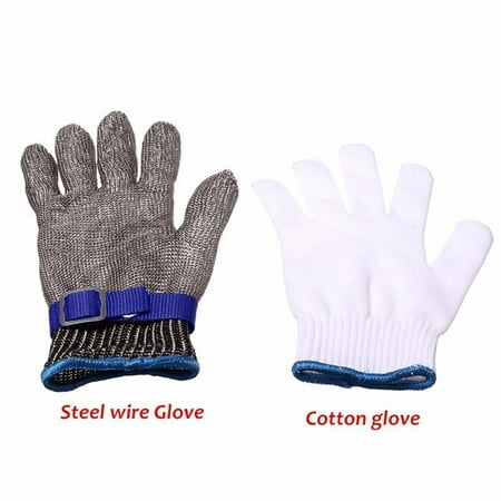 

Clearance Sale!1Pc Cut-Resistant Protective Gloves Stainless Steel Gloves Mountaineering Wire Butcher Anti-Cutting + 1Pc White Nylon Glove XXL