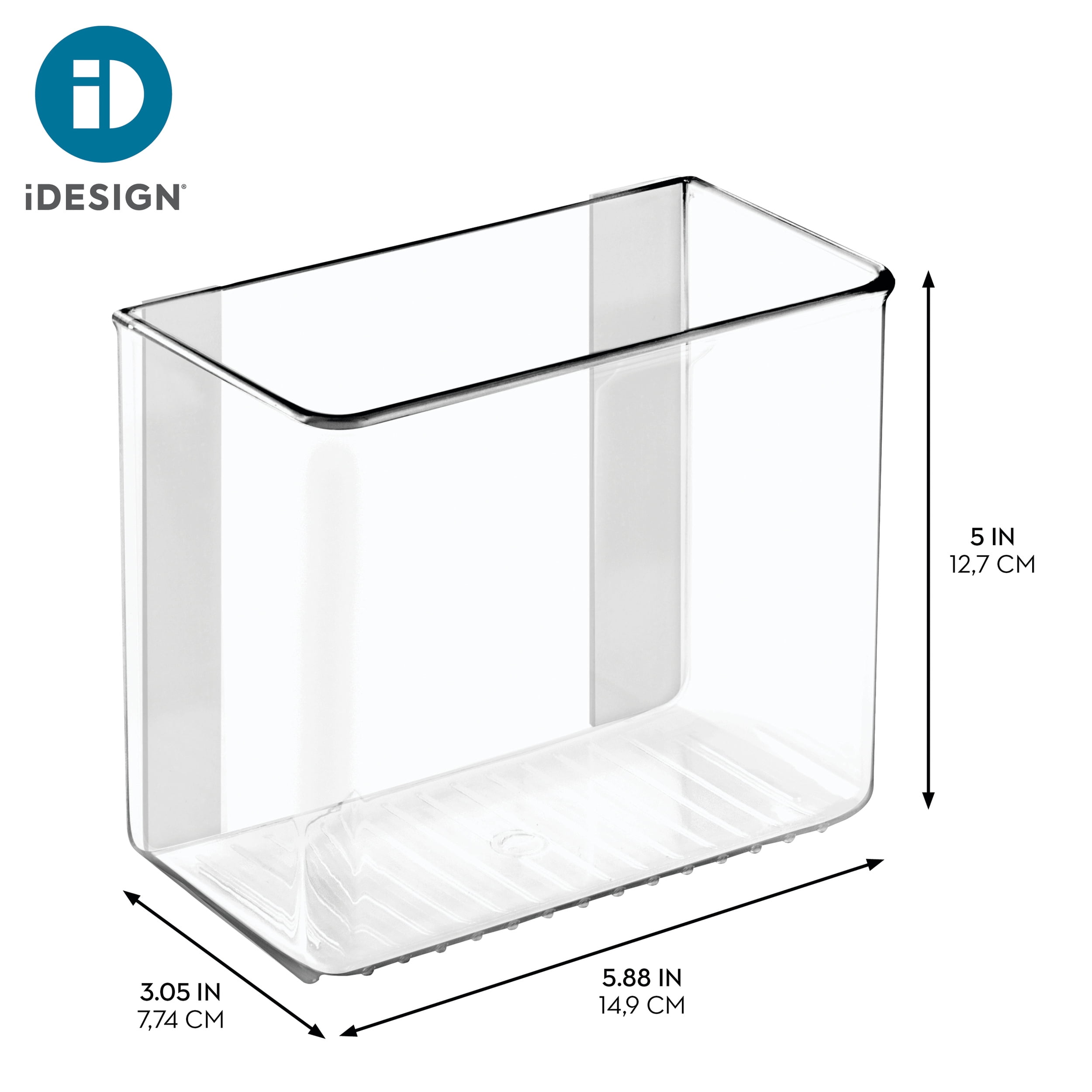 iDesign Adhesive Organizer Bin - Damage-Free Hanging for Kitchen, Bathroom, Office, Bedroom, and Craft Room