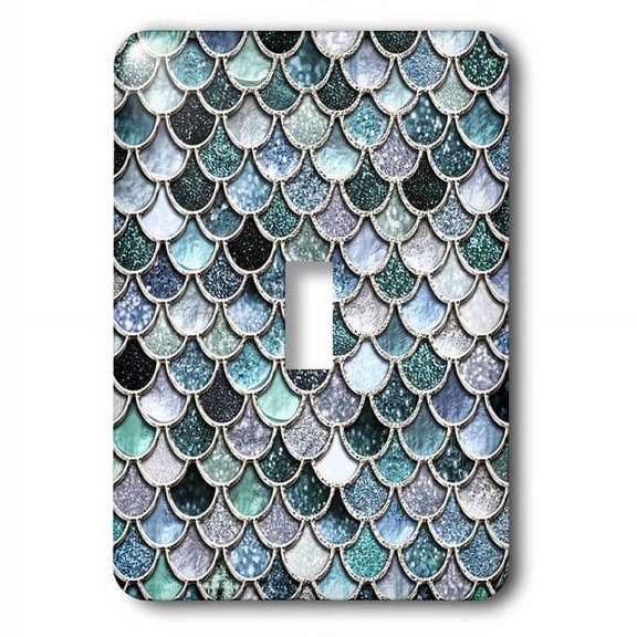 3dRose, Multicolor Girly Blue Luxury Elegant Mermaid Scales Glitter, single toggle switch