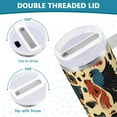 thumbnail image 3 of Yayeee 30oz Double-Wall Insulated Stainless Steel Tumbler with Handle Bottle, Red Geometric, 3 of 8