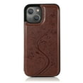 thumbnail image 3 of Compatible with iPhone 15 Case Wallet with Card Holder,Embossed Butterfly Pattern PU Leather Double Magnetic Buttons Flip Shockproof Protective Cover for iPhone 15 6.1 Inch, Brown, 3 of 9