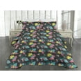 thumbnail image 2 of Ambesonne Nature Life Quilted Coverlet 2 Pcs, Colorful Design Jungle, Twin Size, Mustard and Pastel Pink, 2 of 4