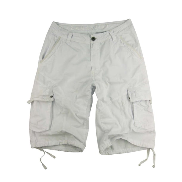 Mens Militarystyle Cargo Pocket Shorts, Plus size, White Color, 27sG