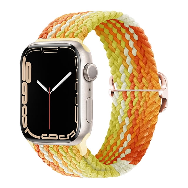 Adecuado para Apple Apple iwatch Correa de reloj plana para hebilla deslizante tejida de nailon arcoíris Correa elástica universal