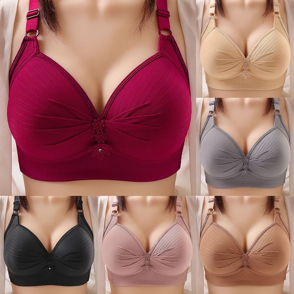 Wireless Seamless Bra for Women JIANLAI Supportive Wireless Push Up Bra Full Coverage No Underwire Seamless Plus Size for Older Women Beige