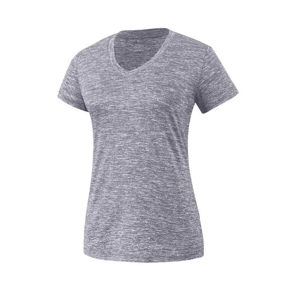 CEHVOM Women's V Neck Summer Short Sleeve Solid T-shirt Tops Run Fitness Sportswear
