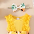 thumbnail image 4 of CAICJ98 Baby Girl Clothes Newborn Romper Dress Infant Lace Ruffle Sleeveless Summer Outfits with Headband (Yellow,12-18 Months), 4 of 5