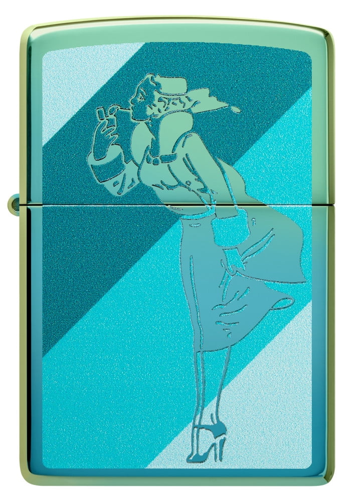 Zippo Windy Design High Polish Teal Pocket Lighter - Walmart.com