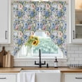 thumbnail image 6 of Blue Pink Spring Floral Swag Valances for Windows 2 Pack, Kitchen Window Curtains 36 Inch Length, Vintage Summer Botanical Privacy Swag Curtains for Living Room/Bathroom with Rod Pocket 36"x36", 6 of 8