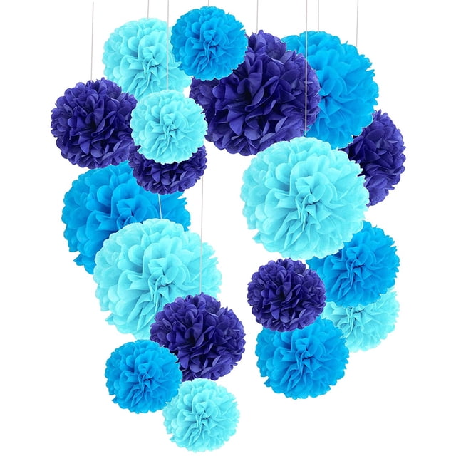 Kit de 18 piezas de pompones de papel de seda con bolas de flores para decoración de cumpleaños, bodas, baby showers, fiestas, decoración del hogar y fiestas