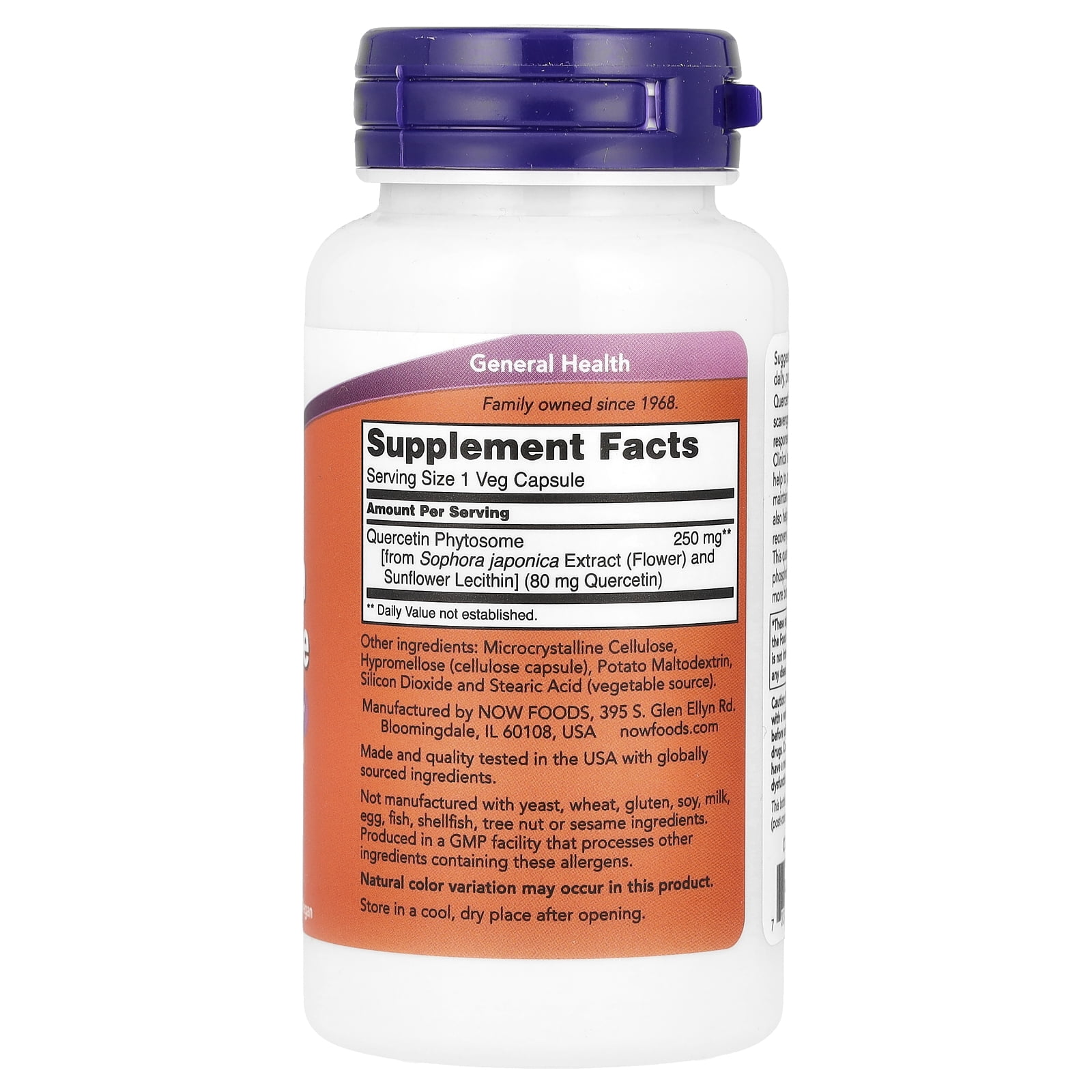 NOW Foods Quercetin Phytosome, 90 Veg Capsules (250 mg per Capsule)