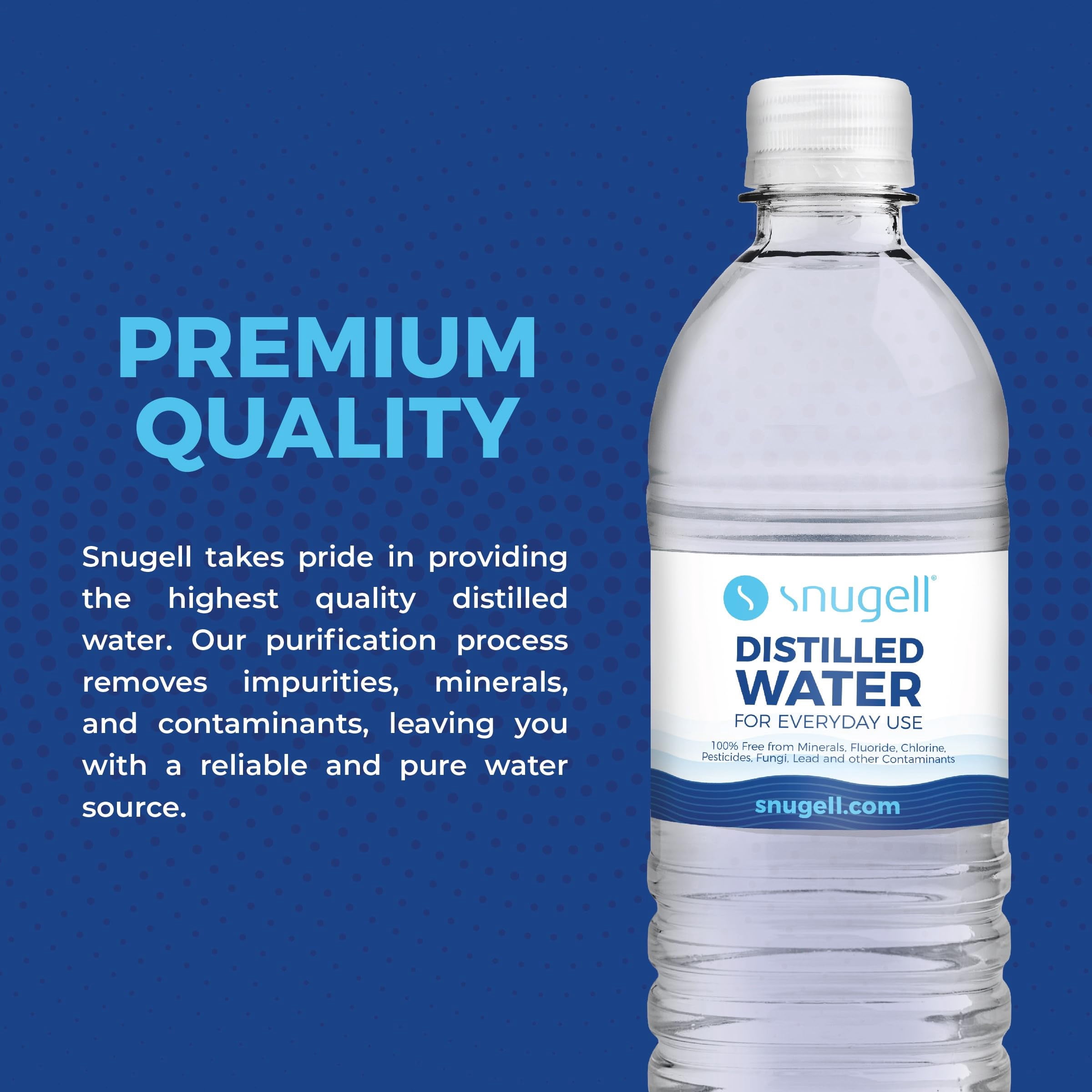 Snugell Distilled Water 16.9 oz Bottles 12-Pack | Pure, Safe, Clean, Ultra-Filtered | BPA Free | Convenient Everyday Use Distilled Water | Made in USA