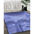 thumbnail image 3 of Ahgly Company Machine Washable Indoor Square Transitional Sky Blue Area Rugs, 3' Square, 3 of 7