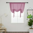thumbnail image 3 of Yipa Tie Up Roman Shades Window Curtains,Adjustable Window Treatment,Rod Pocket Window Drapes,Slot Top Curtain Panel,Sheer Kitchen Valance,Voile Cafe Scarf Light Red 23.6" Width x47.2" Length 2-Panel, 3 of 9
