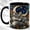 Black, variant on Sleeping Gray Fox Coffee Mug, Night Woodland Mug, Ceramic 11 oz