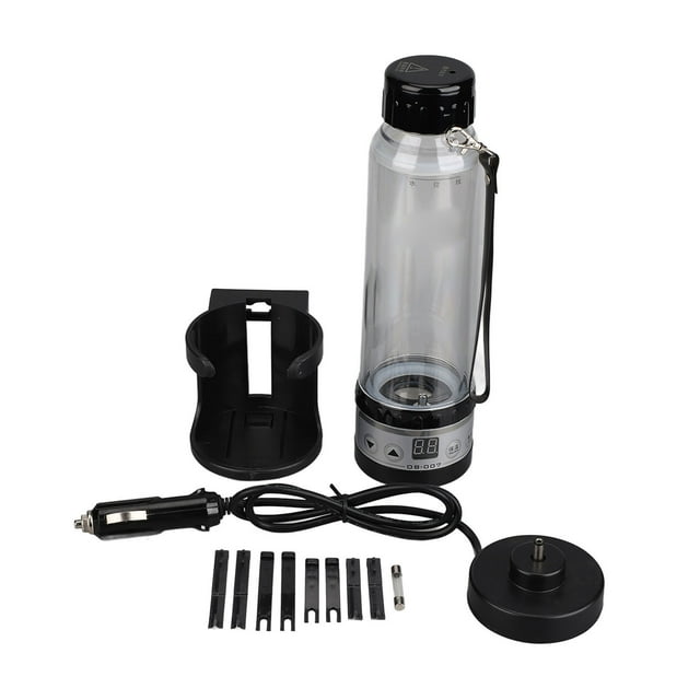 Hervidor de agua eléctrico para coche, transparente, 12 V, 24 V, 280 ml, gran capacidad, portátil, multifuncional, color negro