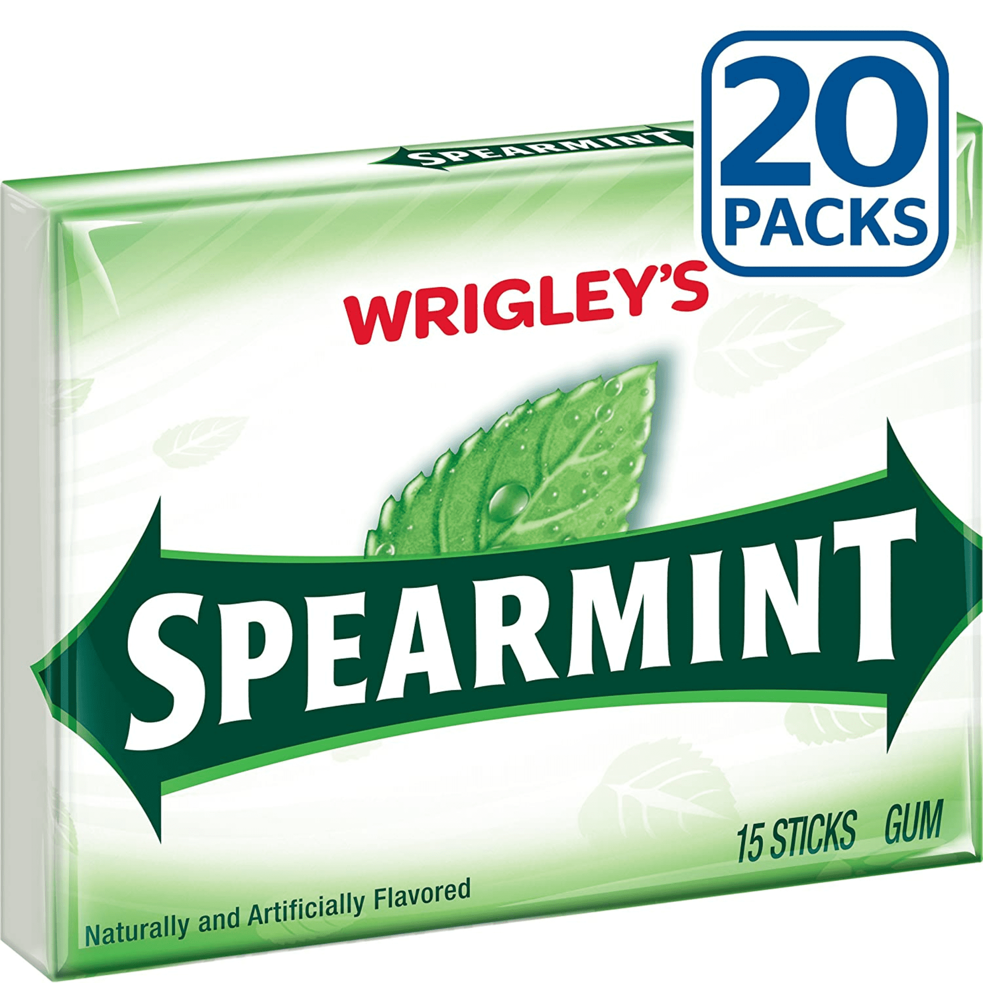 Wrigley Slim Pack Spearmint Chewing Gum 15Pcs Ea. Pack (20 Pack Double Up)