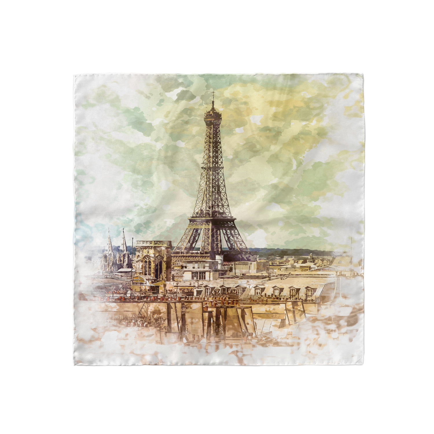 Ambesonne Eiffel Tower Head Scarf Paris Park Skyline Hair Wrap